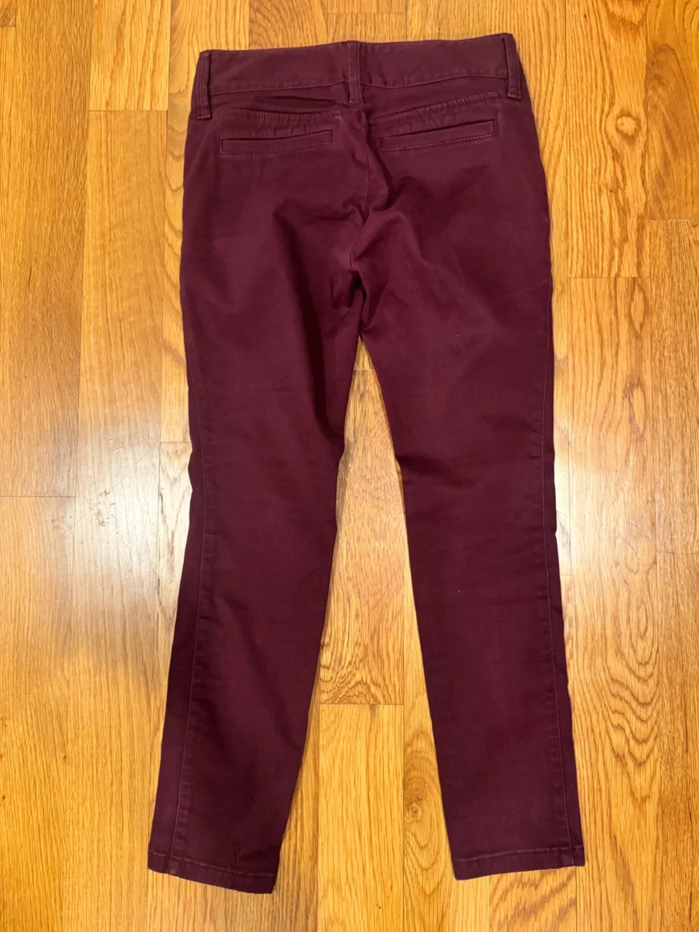 Loft Marisa Burgundy Deep Wine Zippered Stretch Skinny Pants 00P 00 Petite